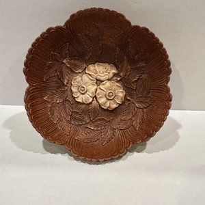 Vintage Resin Floral Leaf Pattern Bowl